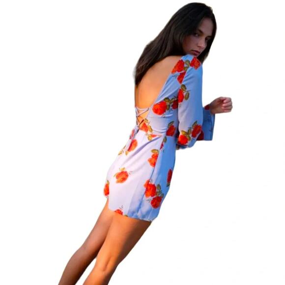 URBAN OUTFITTERS Heaven Floral Lace-Up-Back Romper SIZE S NWT - Picture 6 of 8